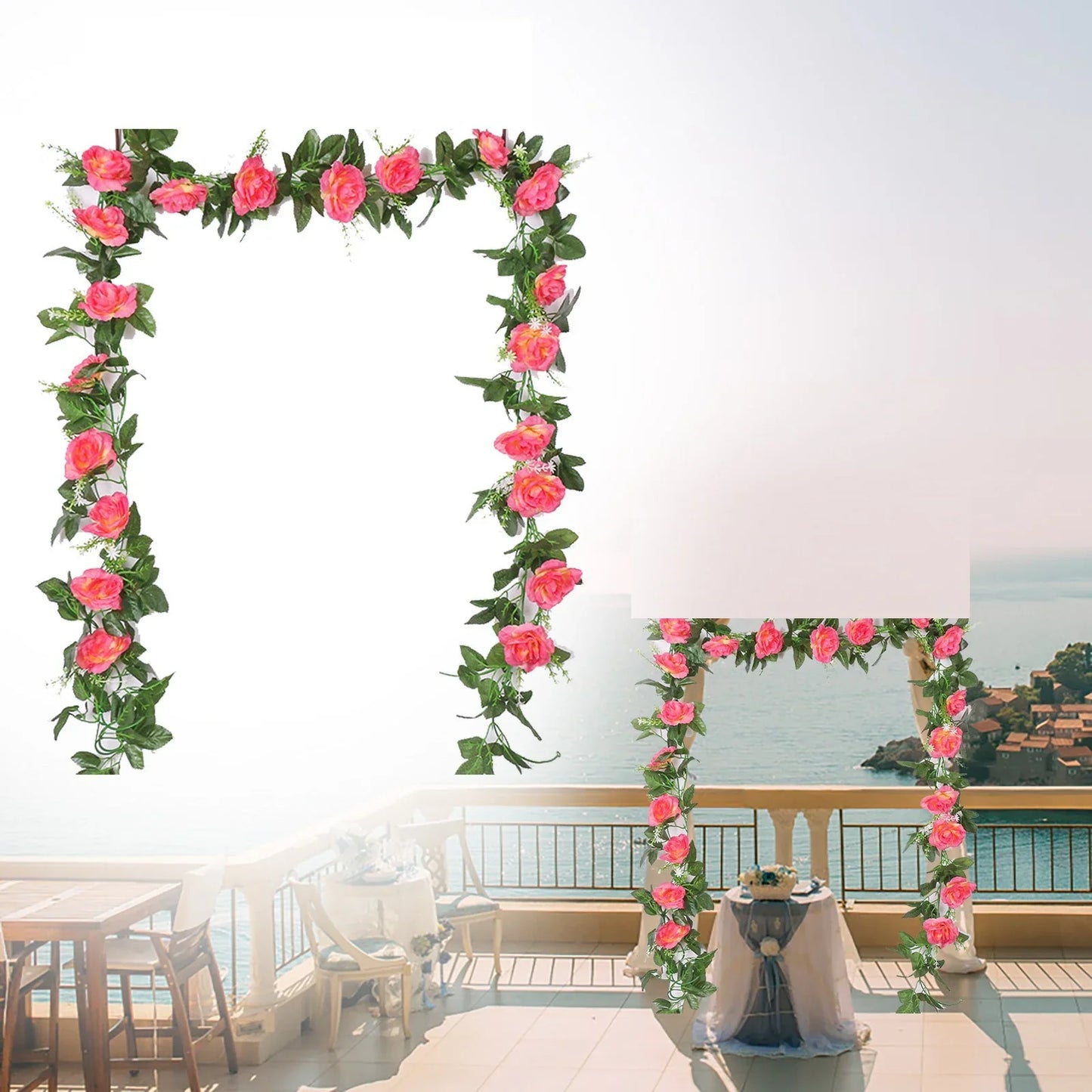 Silk Fake Flower Vines Hanging Rose Ivy for Wedding Arch Garden Background Engagement Ceremony Reception Decorv