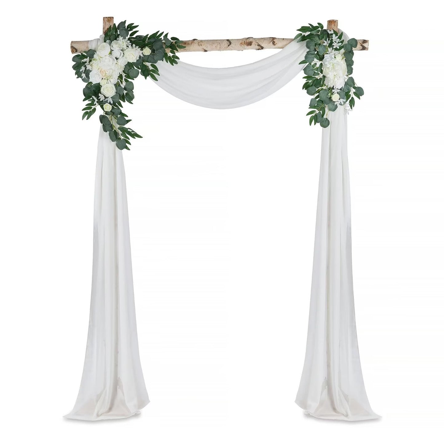 Nuptio Wedding Arch Flowers Kit for Ceremony Pack of 3 Artificial Floral Arrangements for Wedding Reception Backdrop Decoration, Ivory Greenery
