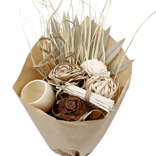 22" Dried Mixed Floral Toasted Botanicals Bouquet