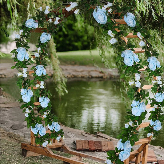 Donemore 78.74in Floral Garland Rose Vines Artificial Flowers, Silk Simulation Flower Vines Hanging Rose Ivy for Wedding Arch Garden Background Engagement Ceremony Reception Decor