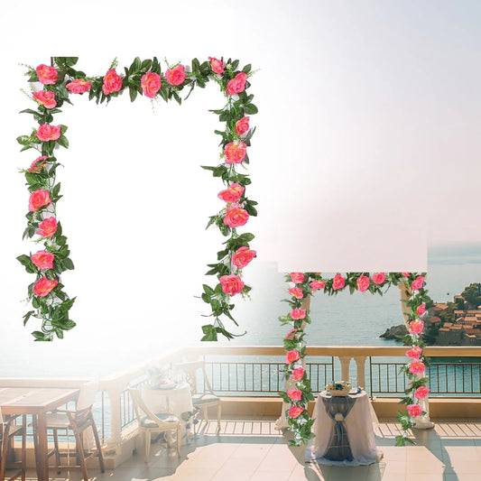 Silk Fake Flower Vines Hanging Rose Ivy for Wedding Arch Garden Background Engagement Ceremony Reception Decorv