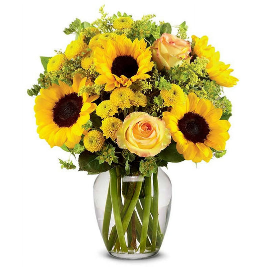 Brilliant Sunflower & Rose Bouquet for Birthday, Easter, Anniversary