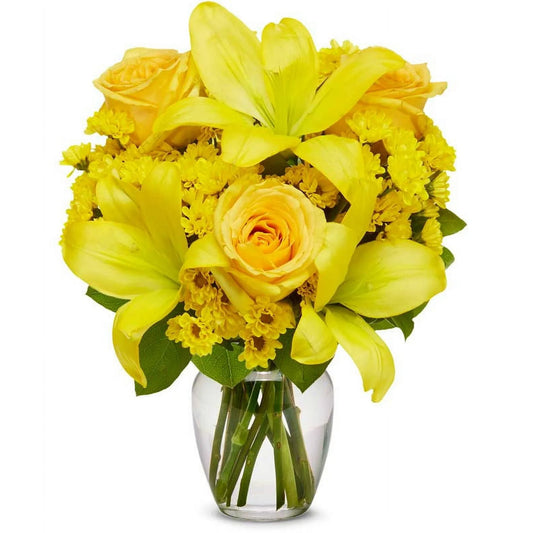 From You Flowers - Yellow Lilies, Roses