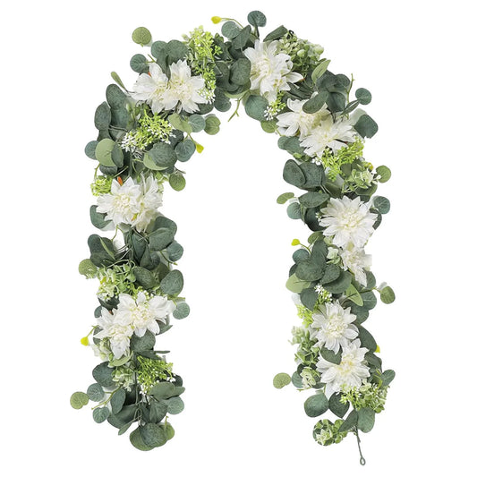 Vines Silk Flower Hanging Rose Garland for Wedding Floral Arch Garden Background Engagement Ceremony Reception Decor,White One Size
