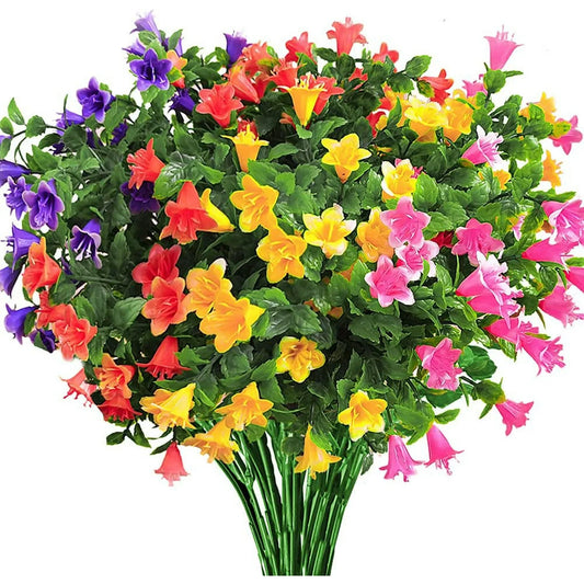 KIRIFLY Artificial Flowers Plastic Multicolor UV Resistant 6 Bundles Bouquet
