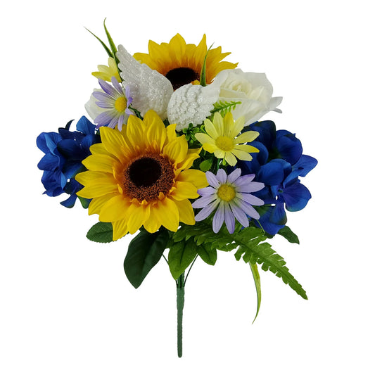 Mainstays 18in Indoor and Outdoor Artificial Sunflower and Hydrangea Bouquet