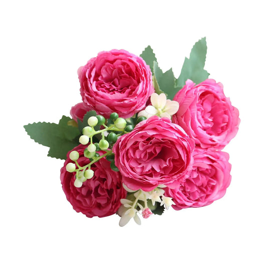 Mfigree 5 Bundles Artificial Peony Flowers Rose Home Party Wedding Decorative Roses Bouquet for Bridal Bouquets Wedding Centerpieces Decor