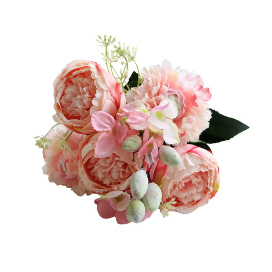 Mfigree 5 Bundles Artificial Peony Flowers Rose Home Party Wedding Decorative Roses Bouquet for Bridal Bouquets Wedding Centerpieces Decor