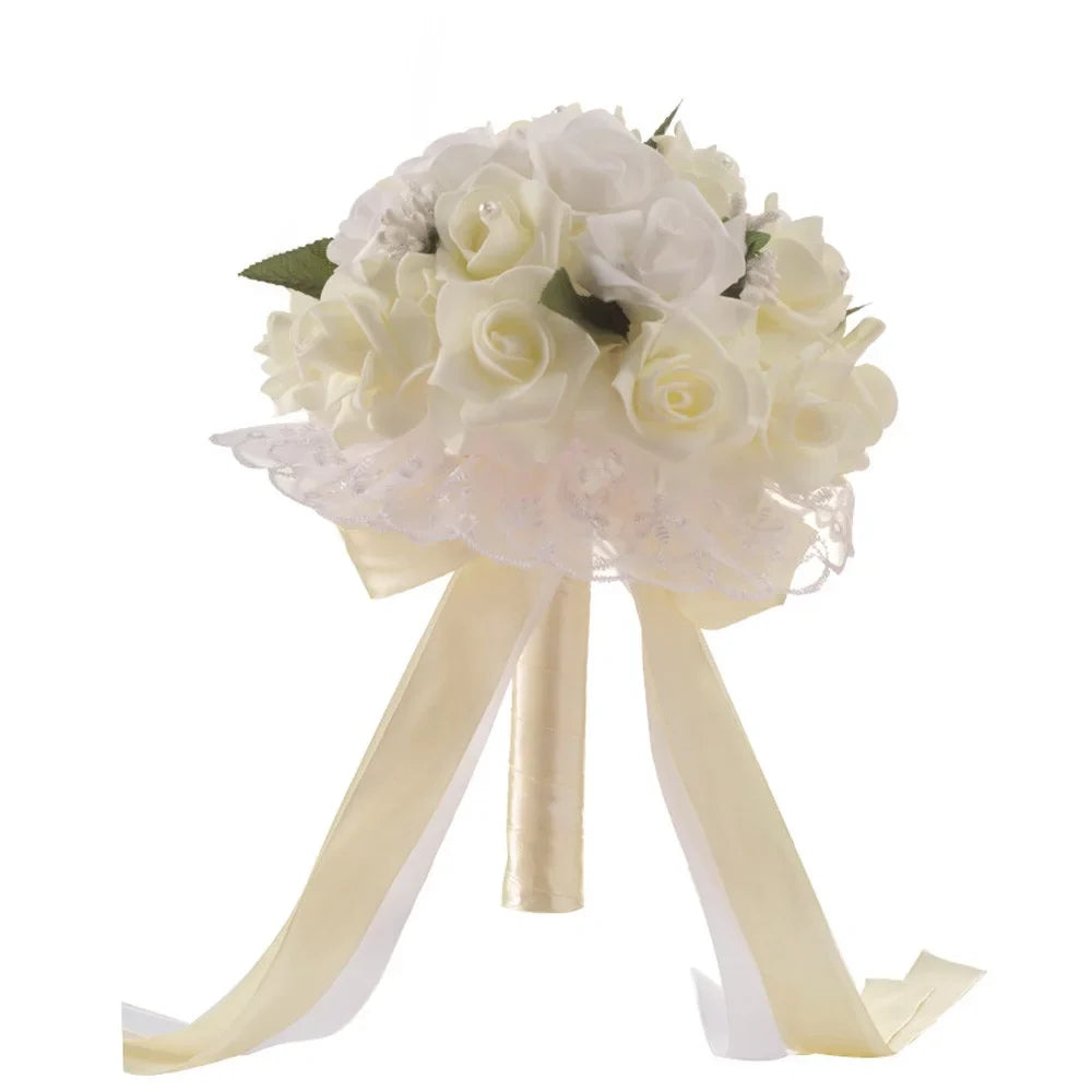 Mfigree Artificial Roses Bridal Bridesmaid Silk Bouquet Flowers Wedding Home Decor for Bridal Bouquets Wedding Centerpieces Decor