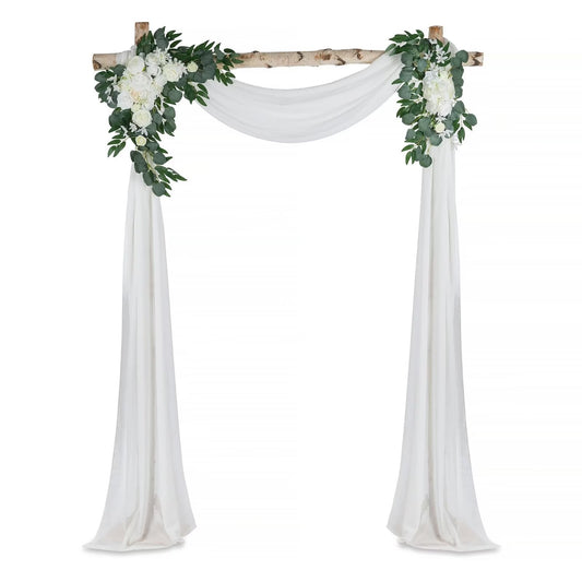 Nuptio Wedding Arch Flowers Kit for Ceremony Pack of 3 Artificial Floral Arrangements for Wedding Reception Backdrop Decoration, Ivory Greenery