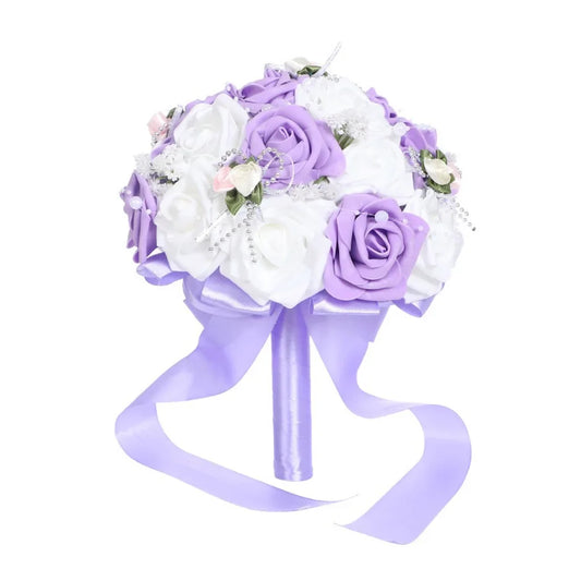 PFFRIZ Artificial Flowers Plants Roses Pearl Bridesmaid Wedding Bouquet Bridal Artificial Silk Flowers Artificial Flowers Greenery