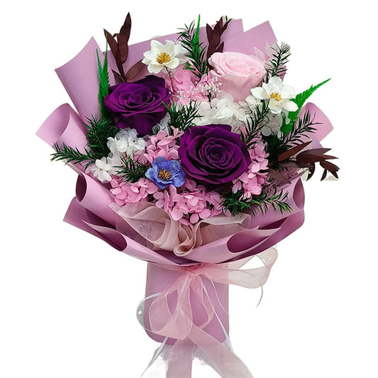 Preserved Flowers Bouquets, Purple Rose Bouquets That Last 1-3 Years