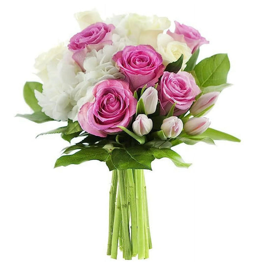 KaBloom: 5 Pink Roses, 4 White Roses